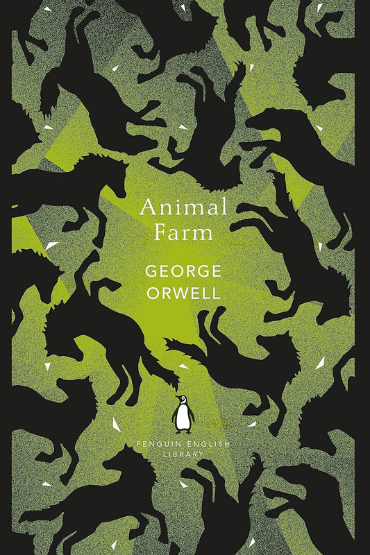 Book cover of 'Animal Farm' by George Orwell with green and black design