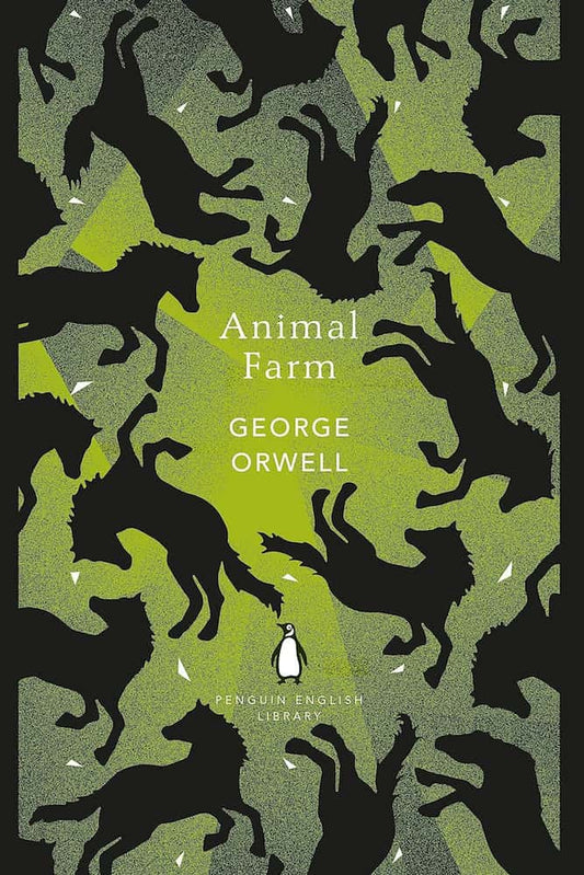 Book cover of 'Animal Farm' by George Orwell with green and black design