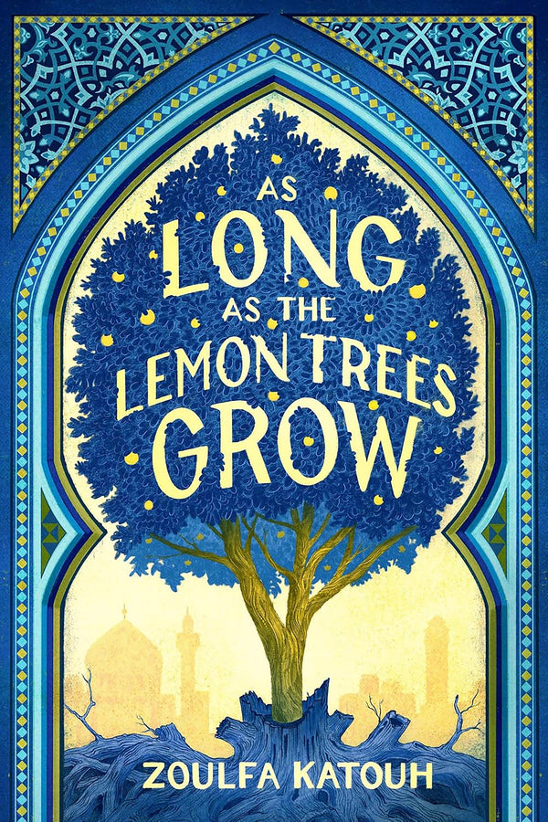 Book cover of 'As Long as the Lemon Trees Grow' with a blue decorative border and tree illustration.