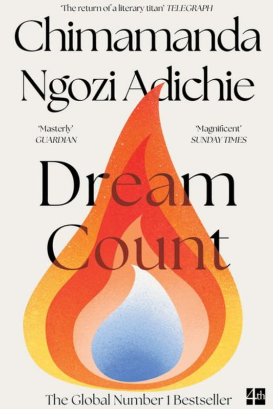 Book cover of 'Dream Count' by Chimamanda Ngozi Adichie with a stylized flame design.