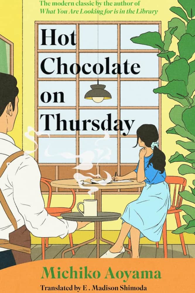 Book cover of 'Hot Chocolate on Thursday' with a couple in a cafe.
