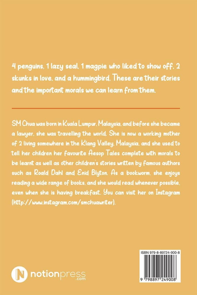 Back cover of a book with text and Notion Press logo on a beige background