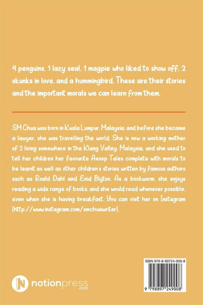 Back cover of a book with text and Notion Press logo on a beige background