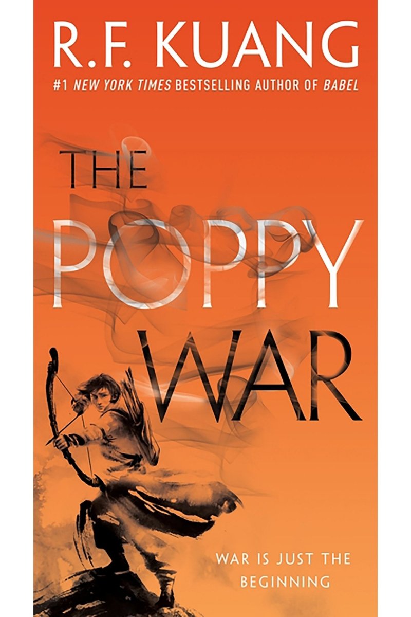 Book cover of 'The Poppy War' by R.F. Kuang with an orange background and black text.