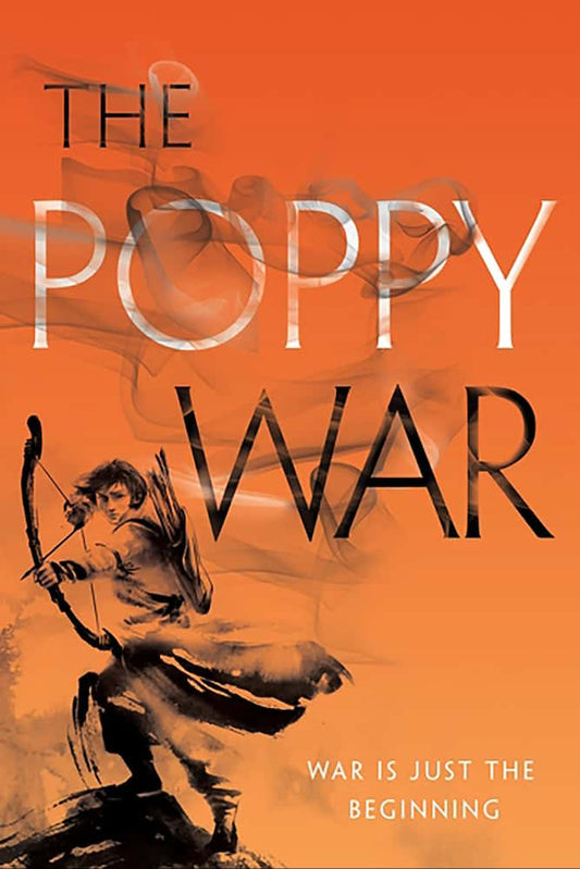Book cover of 'The Poppy War' by R.F. Kuang with an orange background and black text.