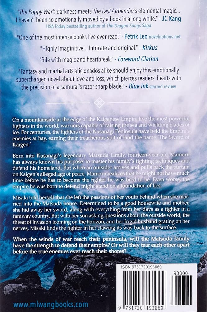 Book back cover with text and a barcode on a blue background