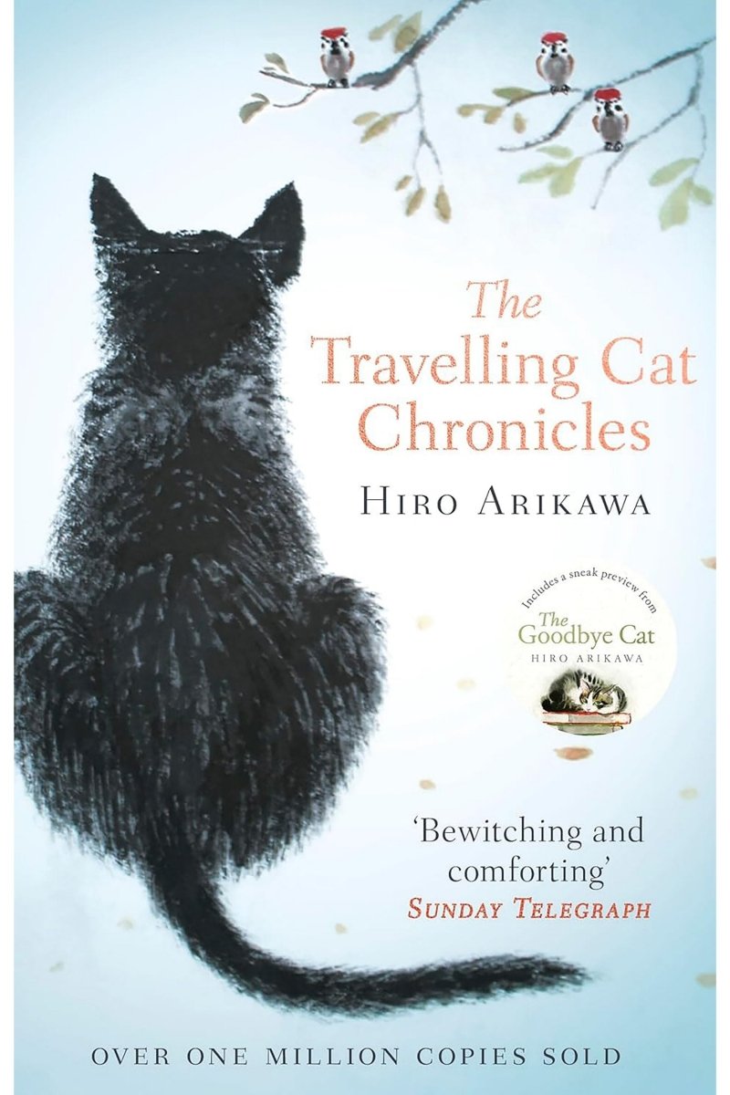 Book cover of 'The Travelling Cat Chronicles' by Hiro Arikawa with a black cat illustration.