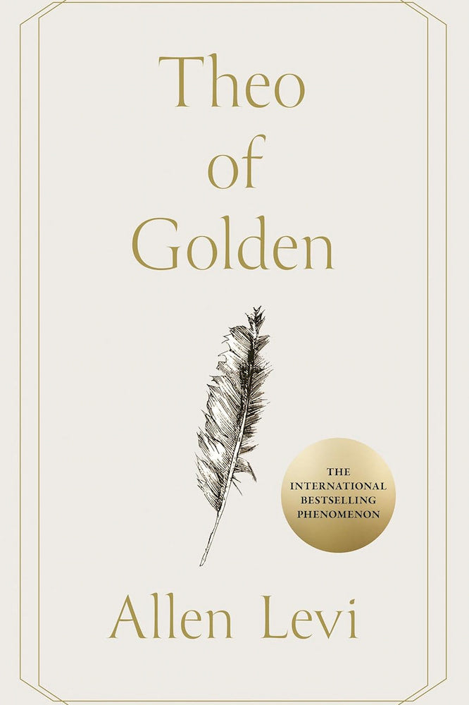 Book cover of 'Theo of Golden' by Allen Levi with a feather illustration on a light background.